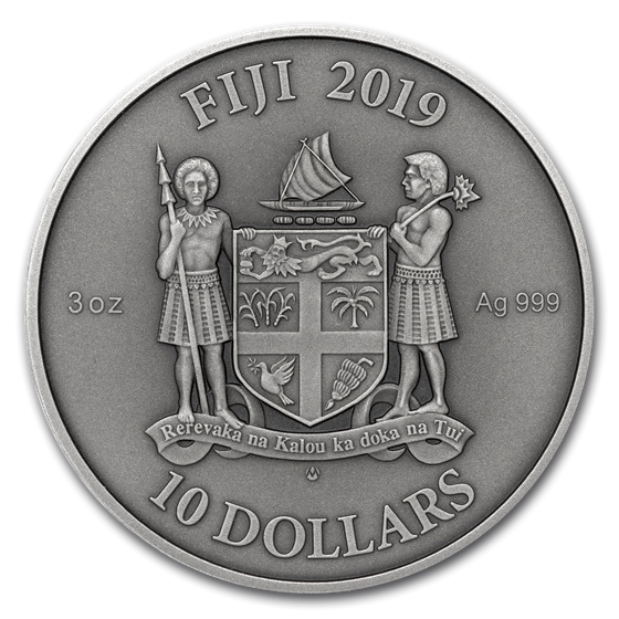 2019 Fiji 3 oz UHR Antique Finish Silver Mandala Art (Gothic) 2019 Fiji 3 oz UHR Antique Finish Silver Mandala Art (Gothic)